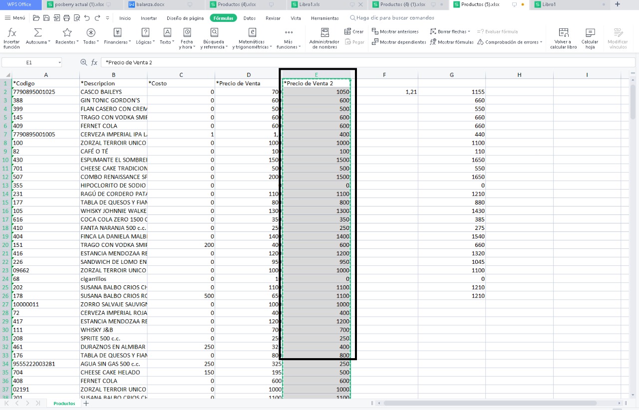 Posberry Help Center Excel De Precios Como Realizar Cambios De Precios