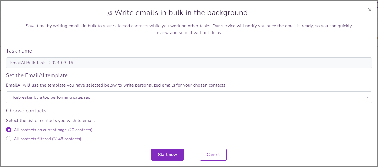 FinalScout Help Center | Use EmailAI to write emails in bulk in the ...